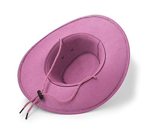 Cowboy Hat, Sun Hat Faux Felt Leather Suede Travel Cap Western Hat Outdoor Sun Protect Pink #TOP6