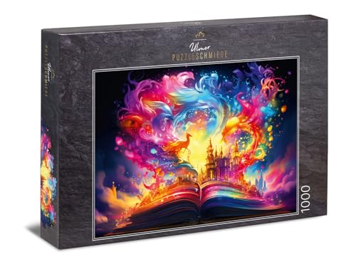 Ulmer Puzzleschmiede - Puzzle da 1000 Pezzi 'Libro delle Fiabe' - Luminoso e Magico Con Fiabe e Simpatici Sul Libro dell'Immaginazione - Qualità Made in Germany