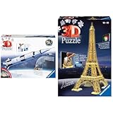 ravensburger - 3d puzzle apollo saturn v rocket, razzo spaziale, 504 pezzi, 8+ anni & puzzle 3d, torre eiffel in edizione speciale notte con led, età consigliata 10+, 226 pezzi - 47 x 18 x 18 cm