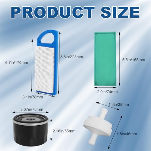 Podoy 697153 Air Filter 492932s 696854 Oil Filter Compatible with BS 795115 698083 697014 794422 John Deeree GY20573 M149171 with 394358 Fuel Filter, 15.5 17 17.5 HP Lawn mower Engine Tune-Up Kits - Thumbnail 3