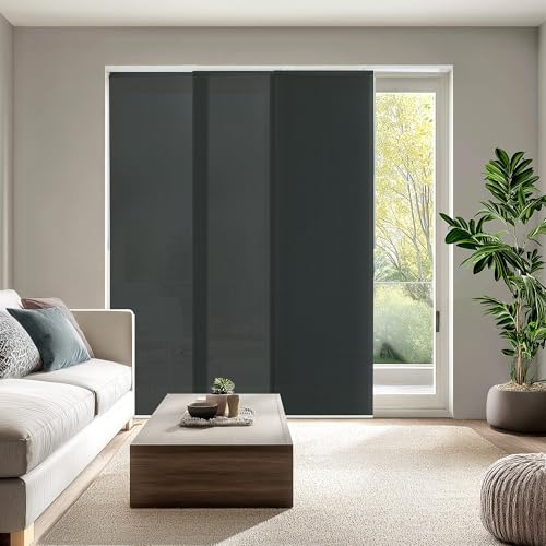 CHICOLOGY Panel Track Blinds for Sliding Glass Door Adjustable Track for Patio Entry Large Windows Closet Opening and Room Divider Trim to Fit Fabric Shades 46 to 86 W x 96 H Ballroom Grey