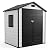 6x4 FT Outdoor Storage Shed with Floor, Plastic Resin Garden Shed with Window & Sloping Roof & Lockable Door for Patio Backyard Garden, Lawn Mower, Bike, Tool Storage