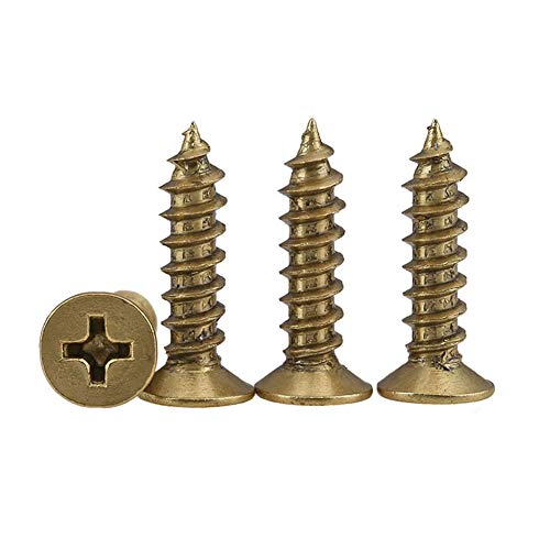Dreneco 十字穴皿小ねじ 真鍮 木ネジ マシンネジ 平頭釘 M4×16mm, 10 pcs