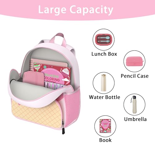 Image of Ice Cream Toddler Backpack for Little Kids Water Resistance Kindergarten Preschool Bags Children Schoolbag Cute 3D Animal Cartoon Backpacks Gifts for Baby Boys Girls