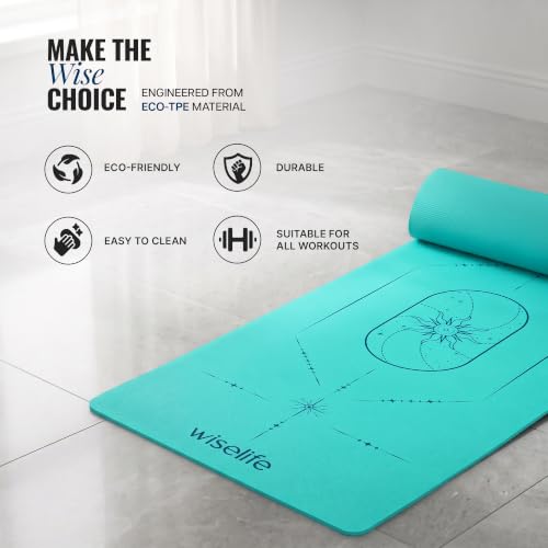 Image of Cosmis Alignment Yoga Mat 8mm | High-Density Non-Slip Exercise & Fitness Mat for Yoga, Pilates & Home Workout | Cushion Support for Men & Women (Cyan)