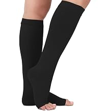 Vive 20-30 mmHg Medical Grade Compression Socks for Women & Men Open Toe - Knee High Support Stockings for Varicose Veins, Lymphedema, Plantar Fasciitis, Pregnancy, Restless Legs Syndrome, Swelling