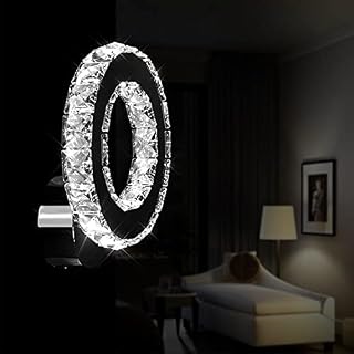 DAXGD Wall Lights Crystal, LED Wall Lamp, K9 Crystal 16W Wall Sconce for Living Room Bedroom, 6000K Cold White Light