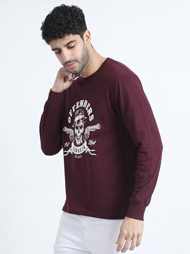 Image of OFFENDERS Mens Exclusive Graphic Printed Round Neck Full Sleeve Premium Tshirt 100% Cotton (Pack of 1)