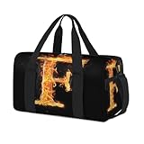 Sporttasche mit Buchstabenmotiv "Fire F" für Kinder, Mädchen, Jungen, Damen, Herren, Buchstaben, Übernachtung, Wochenender, Reisetasche, Tragetasche, Fitnessstudio, lässige Seesack