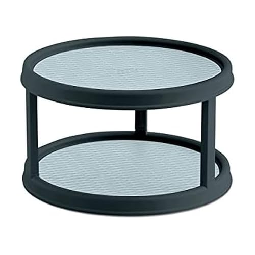 Copco Non-Skid 2-Tier Pantry Cabinet Lazy Susan Turntable, 12-Inch, Charcoal/Light Gray
