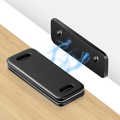 Cabinet Drawer Magnetic Door Catch, Cabinet Door Magnets & Drawer Magnet, Cabinet Magnetic Catch for Kitchen,Closet Door,Cupboard Wardrobe,Sliding Closure,No-Gap Design (Black 4PCS)