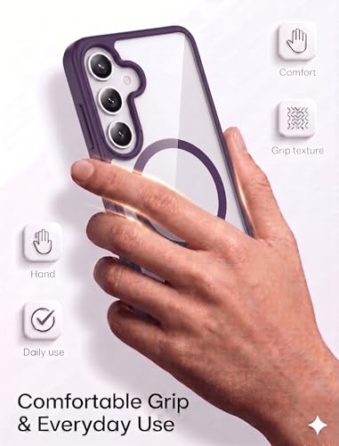 Image of ArmourPro MagSafe Compatible Case for Samsung Galaxy A26, Magnetic Wireless Charging Back Cover with Clear Back, Flexible TPU Bumper, Camera Protection | Purple