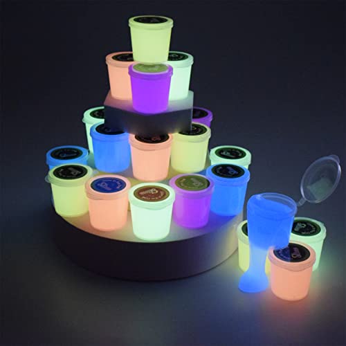 24 Pack Glow in The Dark Slime, with Pink, Blue, Light Blue, Orange and Yellow for etc, Super Soft and Non Sticky Stress Relief Toy, for Kids Party Favors, School Education and Birthday Gift - Image 2