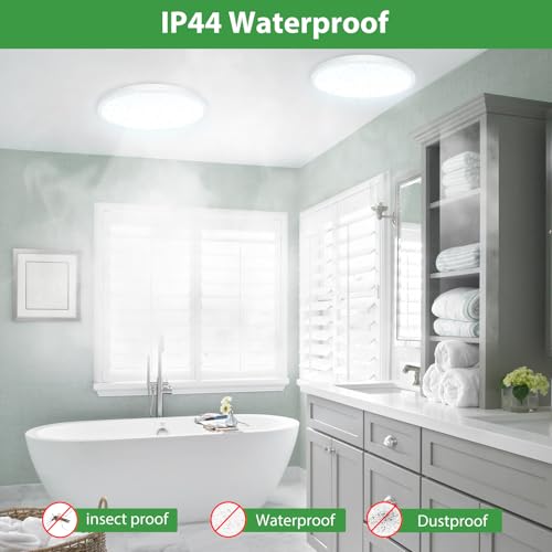Miniatura 5 de 2 Piezas Plafon Led Techo Cocina 24w 2100lm, 22cm 3 Colores 3000 4500 6000k Lampara Techo Led, Ip44 Impermeable Luz Led Techo, Ultra Delgado Downlight Led Techo Para Cocina, Salon, Dormitorio, Pasillo, Baño