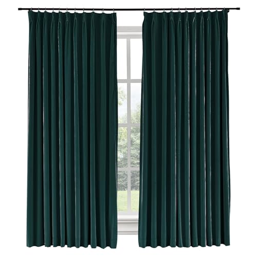 Macochico Soft Velvet Curtains Pinch Pleated Velvet Textured Drapes Panels for Bedroom Meetingroom Club Theater Living Room 50W x 63L Inch Everlade Teal (1 Panel)
