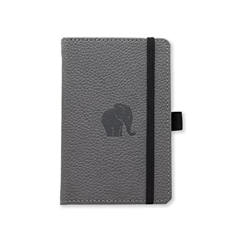 Dingbats* Notebooks - Wildlife Lined Pocket Notebook, Grey Elephant, A6 - Hardcover - Cream 100gsm Ink-Proof Paper - Includes Pocket & Bookmark Cover