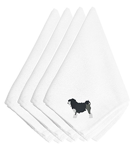 Lowchen brodée serviettes table lavables tissu motif chien set de 4 pièces 44cm