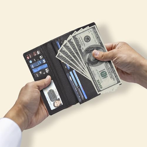Image of Real Leather Women Wallet Leather with RFID Blocking -Trifold Card Holder Designer Ladies Clutch with ID Window Wallets, Brown, Small, Cfh12