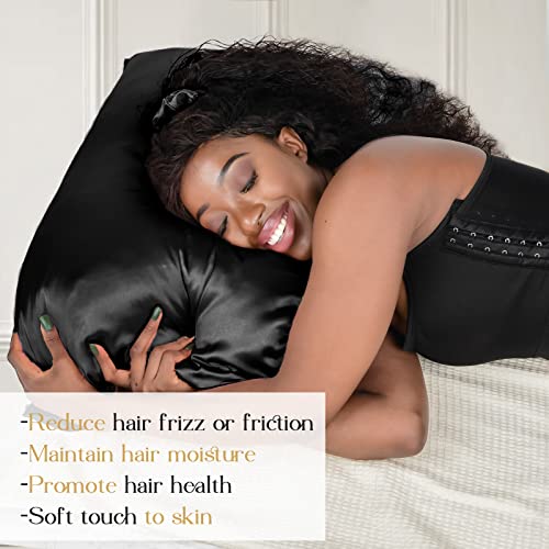 Yanibest Satin Pillowcase With Zipper Cooling Satin Pillowcase Satin Pillowcase Cover Silk Pillowcase For Hair And Skin Standard Silk Pillowcase (Black) #TOP3