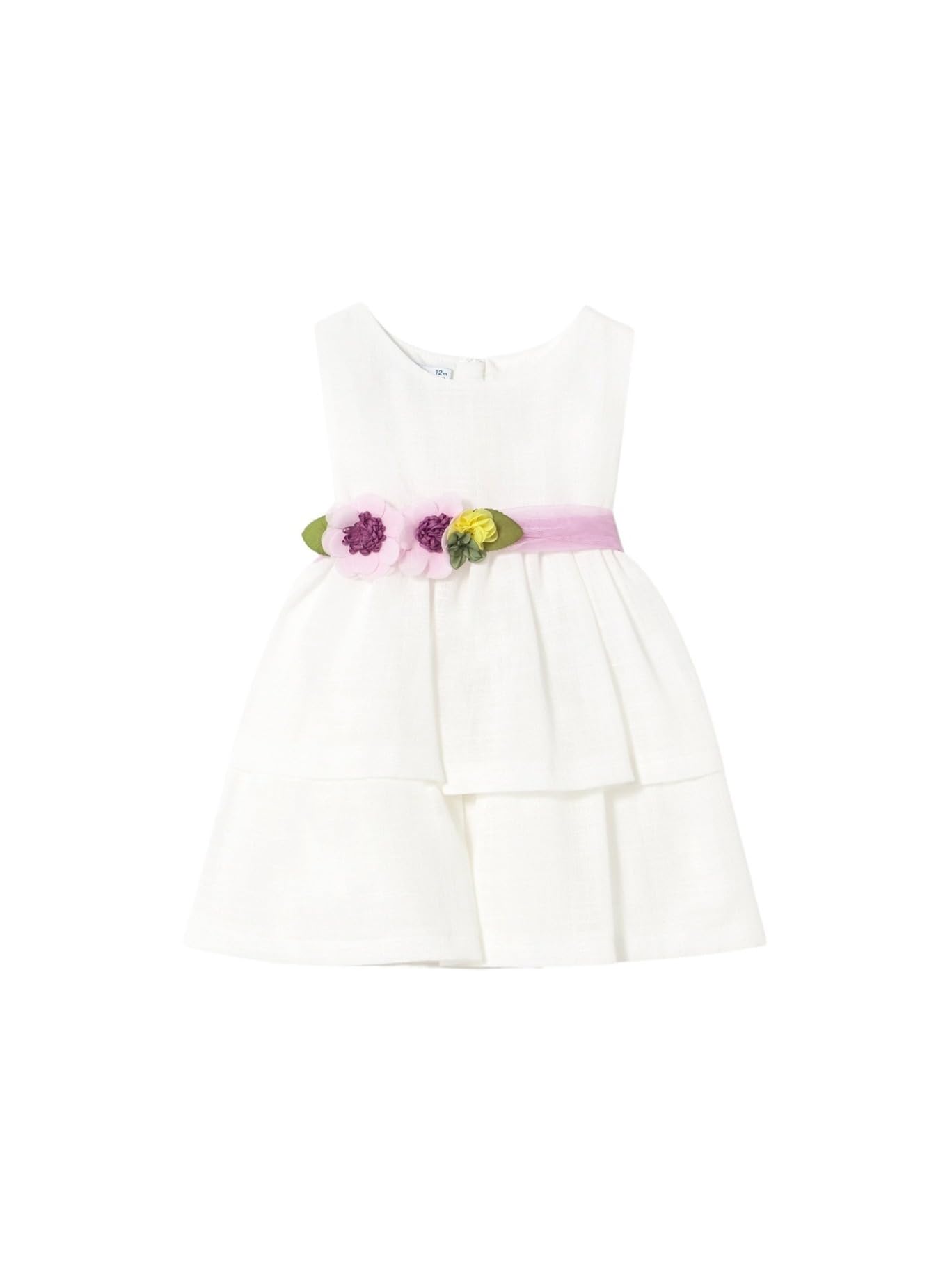 Mayoral Vestido fajin Flores para bebé niña Blanco