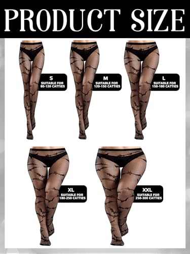 Ramede 6 Pairs Halloween Fishnet Stockings Women Lace Tights Patterned Fishnet Thigh High Waist Goth Leggings Tight Pantyhose3