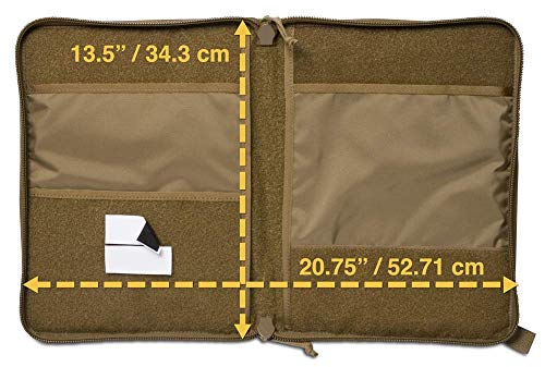 Tactical Admin Notebook Cover System, With Zippered Map Case, Fits Notebooks With Us Standard Size Paper (8.5 X 11”) And A4 Notebooks (In Coyote Brown) #TOP7