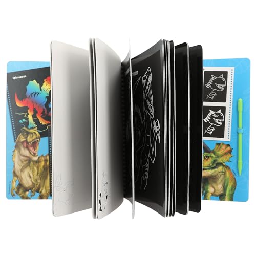 Depesche 12732 Dino World - Magic Scratch Book mit coolen Dinosaurier-Motiven zum Kratzen, Büchlein mit buntem Farbverlauf und Kratzstift