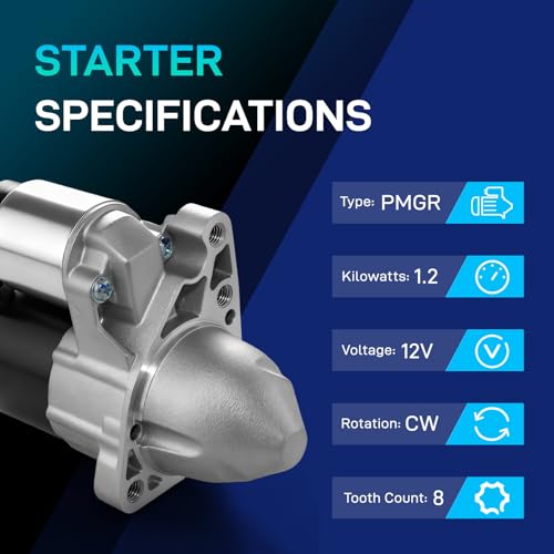 Image of New Starter Compatible with 2011-2014 Chrysler 200 L4 2.4L, 2011 2012 2013 2014 Dodge Avenger L4 2.4L, 12V 1.2KW 8T CW, 56029584AA MOT34071 19141N