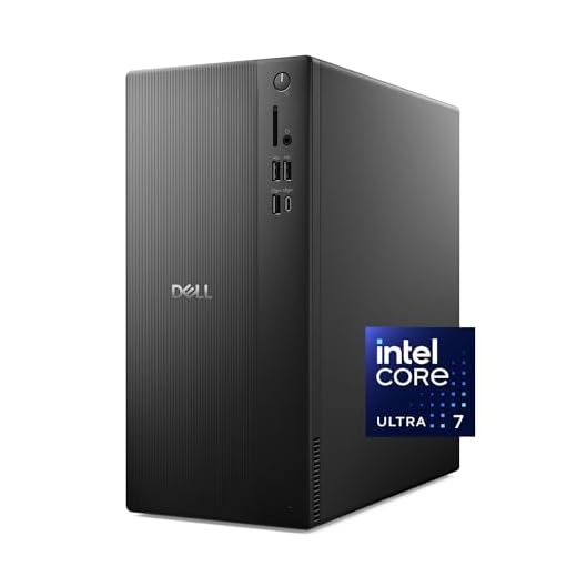 Dell Tower Desktop ECT1250 - Intel Core Ultra 7-265 Processor, Intel UHD Graphics, 32GB Memory, 1TB M.2 SSD, 3.0 SD Card Reader, Dell Wired Keyboard and Mouse, Windows 11 Home, Basic Onsite Service