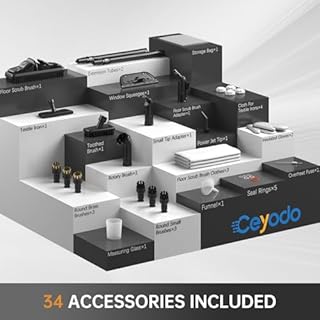 Steam Cleaner, Powerful Heavy Duty Canister Steamer with 34 Accessories, Steam Mop with 16.4 Ft Extra-Long Power Cord for Home Floor Cleaning, Grout, Upholstery, Car Detailing, Grey