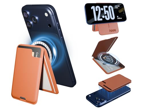 isee iPhone 17 16 15 14 13 12 スタンド 付き マグネット ウォレット 5枚 RFIDブロッキング カードホルダー 調節可能 マグネット式 携帯電話財布 MagSafeステッカー付き ブラウン（Amazon）