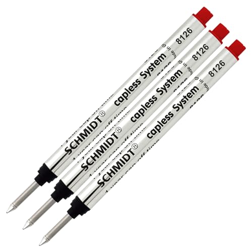 3 Pack - Schmidt 8126 Capless Rollerball - Red Ink