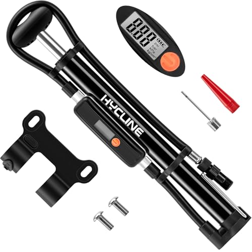 Hycline Mini Bike Pump with Digital Gauge: High Pressure Portable Bicycle Frame Pump for Road BMX...