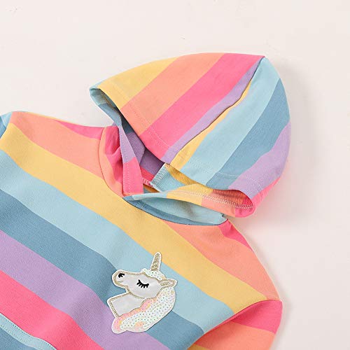 Welaken Rainbow Sweatshirts With Unicorn For Girls Toddler & Kids Ii Little Girl's Pullover Tops Cotton Hoodies 6-7 Years #TOP3