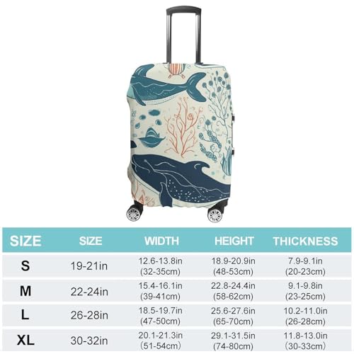 Underwater Whale Luggage Cover, Elastic Luggage Protector Fits 19-32in Suitcases, Washable & Anti-Scratch Suitcase Cover for Men Women S2