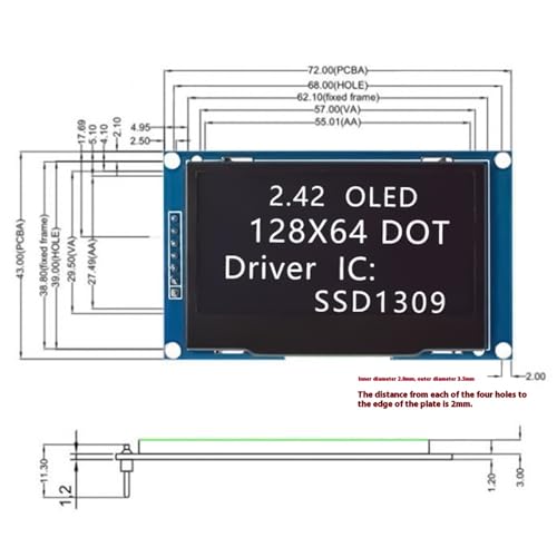 Module d'affichage graphique haute résolution 6,1 cm SPI IIC écran précis pour instrumentation