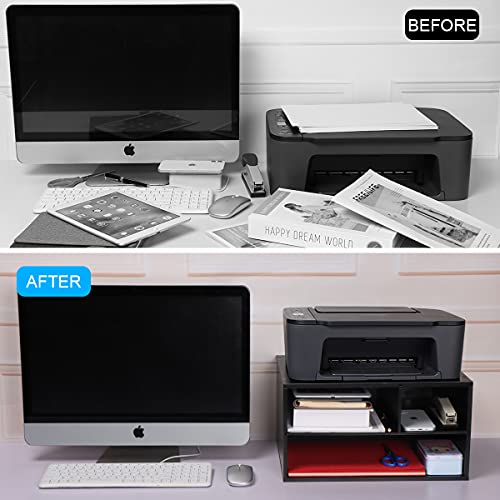 image for EMERIT Printer Stand Shelf with Storage Wood Desk Paper Organzier for 