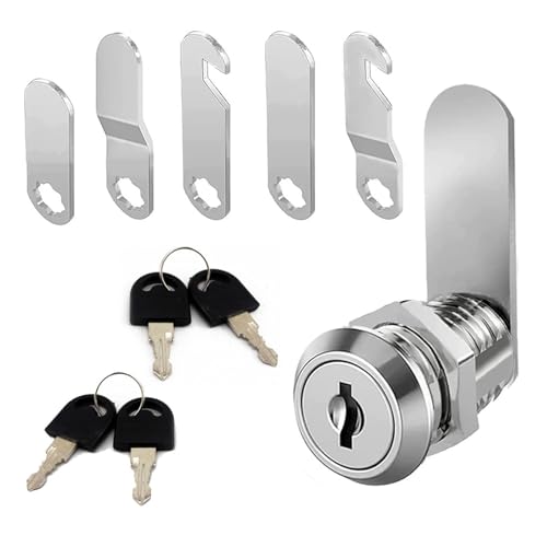 Silver Mailbox Locks - Post Box Cam Locks with 5 Plates & 4 Keys, Rust-Resistant for Business & Home