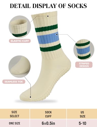 Image of AURUZA Grip Socks for Women Men Pilates Grip Socks Non Slip Yoga Sock with Grips for Barre Barefoot Hospital Grippy Sock