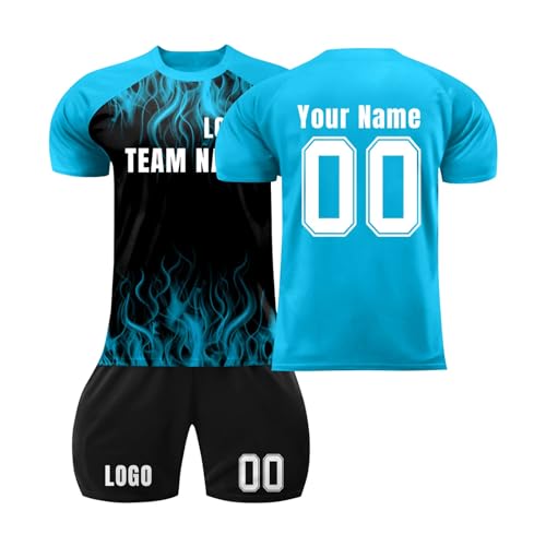 Equipo Camiseta Fútbol Personalizadas Nombre Número y Logotipo para Hombres y Niño, equipación Fútbol DIY con Conjunto Top Pantalón y Calcetines