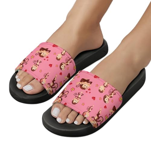 Cartoon Orange Monkey Slides Shoes Men Womans Slide Sandals Hote Thick Sole Slippers Shower Non Slip Beach Shoes Flat Slides4