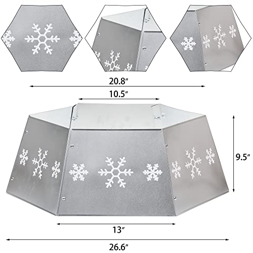 Forup Metal Christmas Tree Ring, Christmas Tree Collar With Printed Snowflake, Christmas Tree Skirt Base Stand For Christmas Tree Decorations (Silver) #TOP1