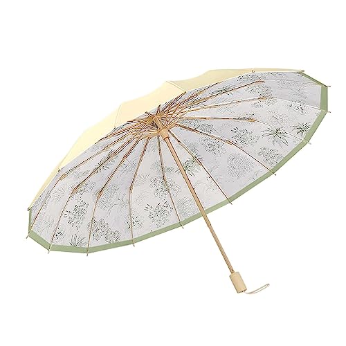 Parapluie pliant triple compact et portable style uni avec 16 baleines coupe-vent
