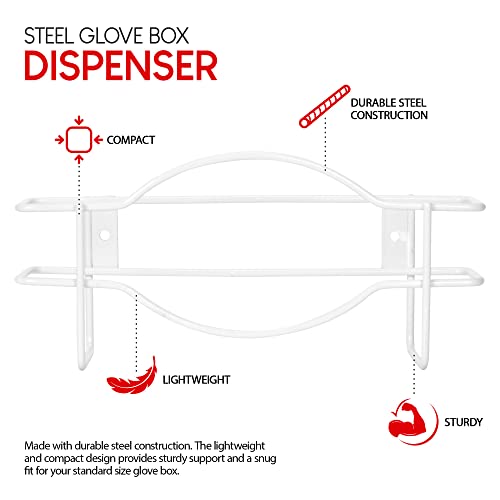 stock your home white metal single gloves dispenser tissue box shelf glove box holder wall mount for kitchen cleaning closet lab exam office