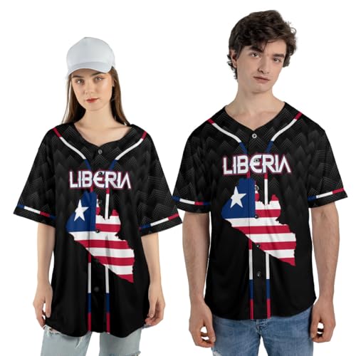 Personalized Liberia Baseball Jersey, Custom Liberian Pride Shirt,Liberian Shirt, Liberian Flag Baseball Jersey for Men Women miniatura 2