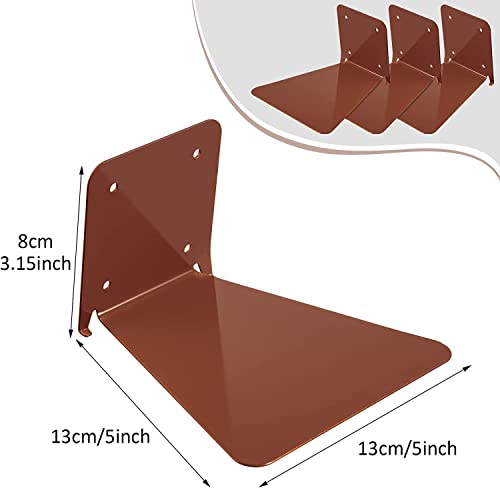 Image of ROLLYWARE Unique Design Invisible Bookshelf Metal Heavy Floating Book Shelf Wall mountad Shelf Holder Hanging Home Storage Rack for Home Wall Decoration (Hold Upto 10 Books per self) Brown,Pack of 6