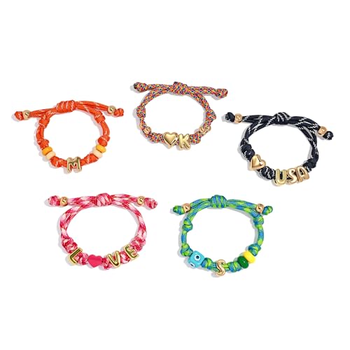 Image of MYCUTEY Initial Bracelet Making Kit - DIY Friendship Bracelet Kit with Bubble Letter,Pony Beads,Woven Ropes & Charms,Custom Beaded Bracelets Making Supplies,Jewelry Making Kit,Personalized Craft Gifts