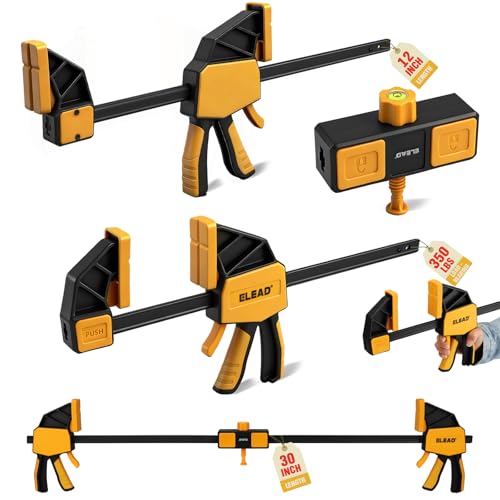 Image of 3-Pack 12-Inch Bar Clamp for Woodworking with Leveling Block Clamp, 350LBS Load Limit, Heavy Duty Quick-Release Wood Clamps /Spreader, One-Handed F Clamp for Wood Working