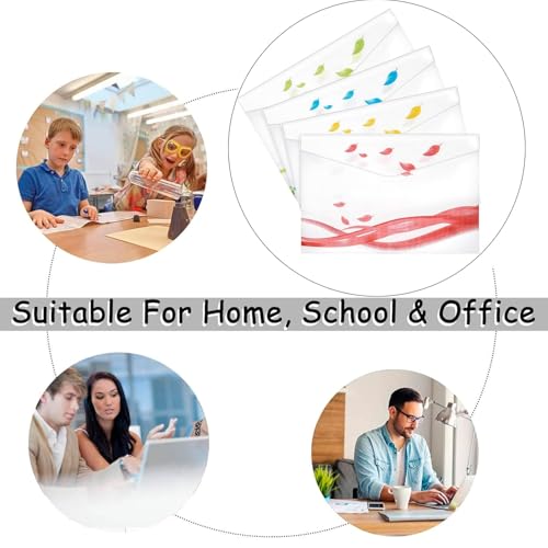 Image of Shuban A4 Plastic File Folder Document Organizer, Plastic File Holder with Snap Button, Waterproof Certificate Folder for Office, School, Home (Style-9- Leaf Printed Folder- 5 Pcs -Multi Color)