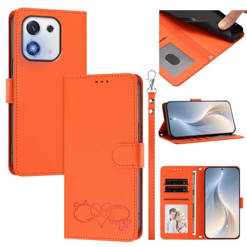 Jiajihua Cover Compatible with Honor X70i 5G Phone Case【Card Cash Slot Wallet Design Flip Kickstand Drop Protection】 Orange